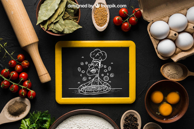 Free Healthy Food Mockup With Slate Psd