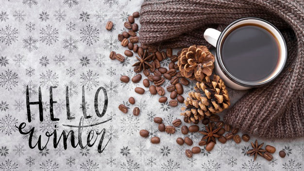 Free Hello Winter Message Next To Winter Arrangement Psd