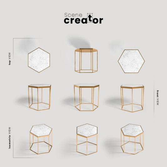 Free Hexagonal Table View Of Spring Scene Creator Psd