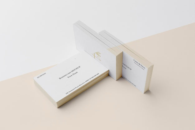 Free High Angle Assortment Of Mock-Up Business Card Psd