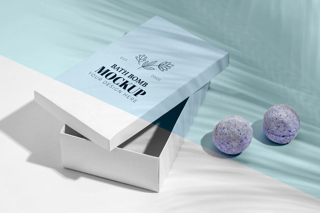 Free High Angle Bath Bomb And Box Mock-Up Psd