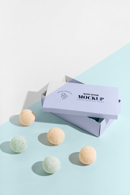 Free High Angle Bath Bombs And Purple Box Psd