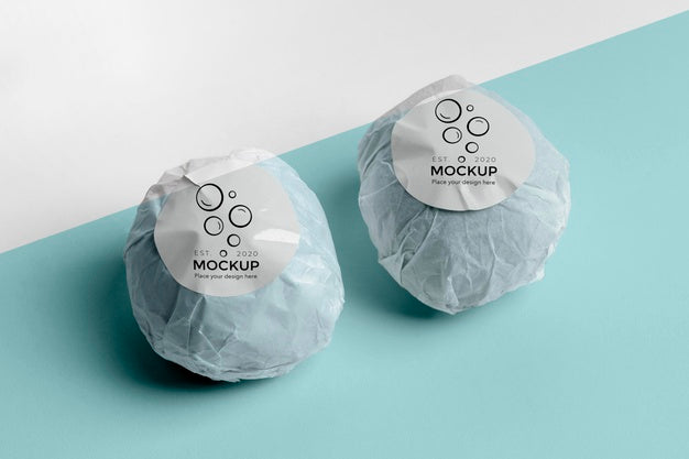 Free High Angle Blue Bath Bombs Mock-Up Psd