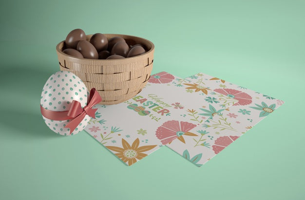 Free High Angle Bowl With Small Chocolate Eggs Psd