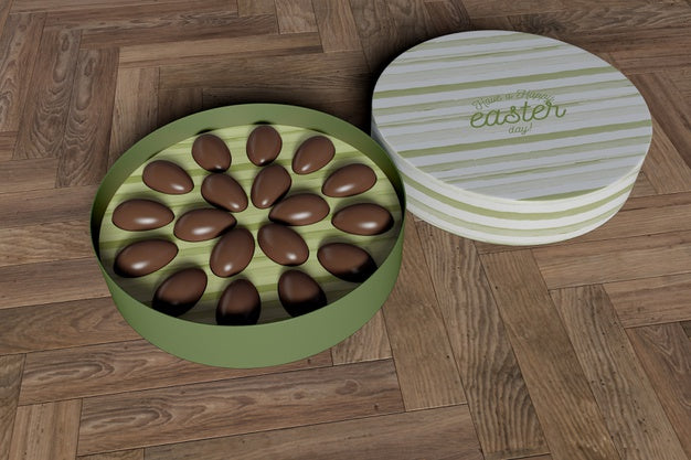 Free High Angle Box With Chocolate Eggs Psd