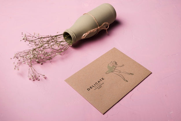 Free High Angle Envelope And Vase Assortment Psd