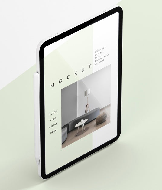 Free High Angle Modern Tablet Screen Mock-Up Psd