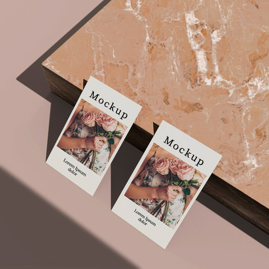 Free High Angle Of Card With Marble Surface Psd