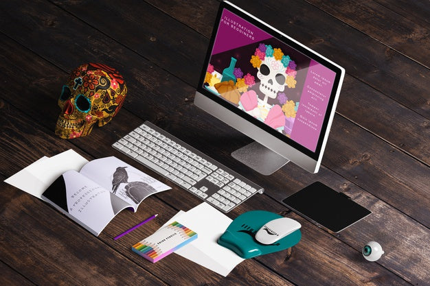 Free High Angle Of Dia De Muertos Concept Scene Creator Psd