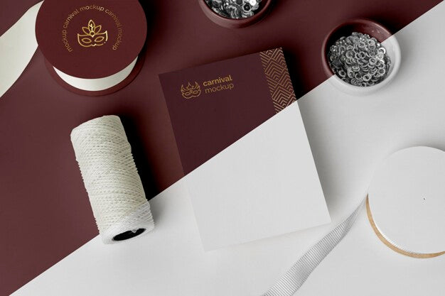Free High Angle Of Minimalistic Carnival Invitation With Beads And Thread Psd