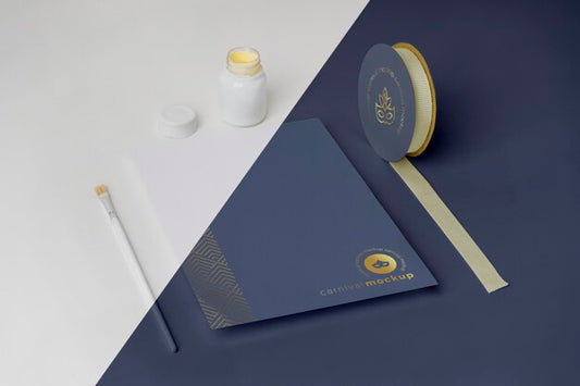 Free High Angle Of Minimalistic Carnival Invitation With Tape And Paint Brush Psd