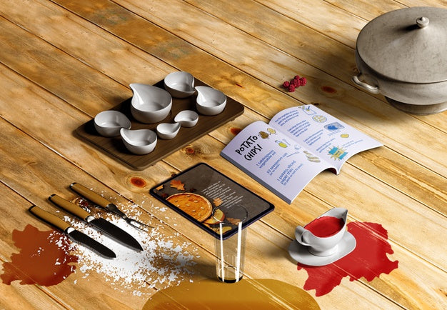 Free High Angle Of Thanksgiving Concept On Wooden Table Psd