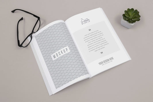 Free High Angle Open Japan Book Mockup Psd