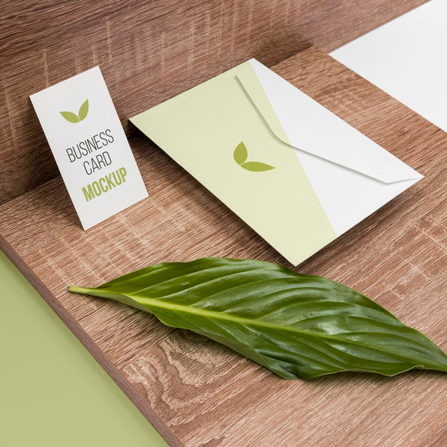 Free High Angle Stationery With Leaf Psd