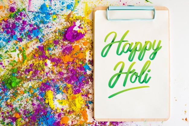 Free Holi Festival Mockup With Clipboard Psd