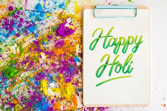 Free Holi Festival Mockup With Clipboard Psd