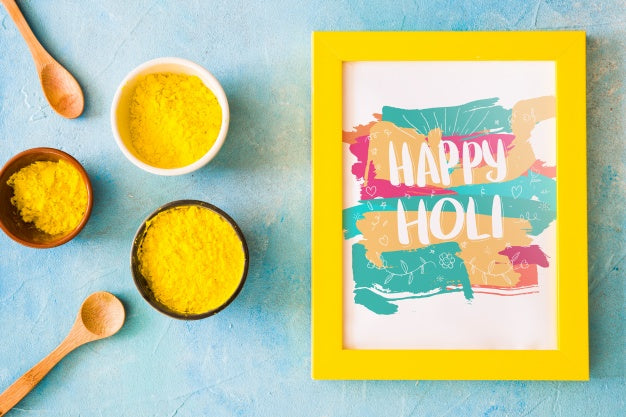 Free Holi Festival Mockup With Frame Psd