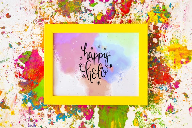 Free Holi Festival Mockup With Frame Psd