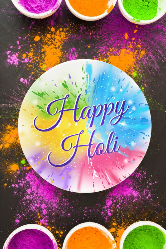 Free Holi Festival Mockup With Round Plate Psd