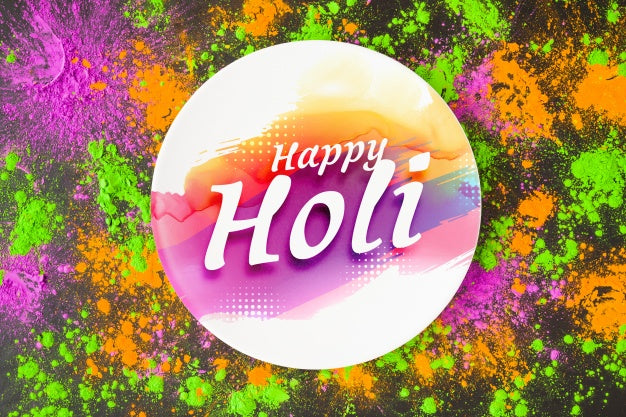 Free Holi Festival Mockup With Round Plate Psd