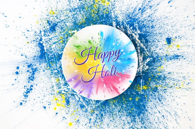 Free Holi Festival Mockup With Round Plate Psd