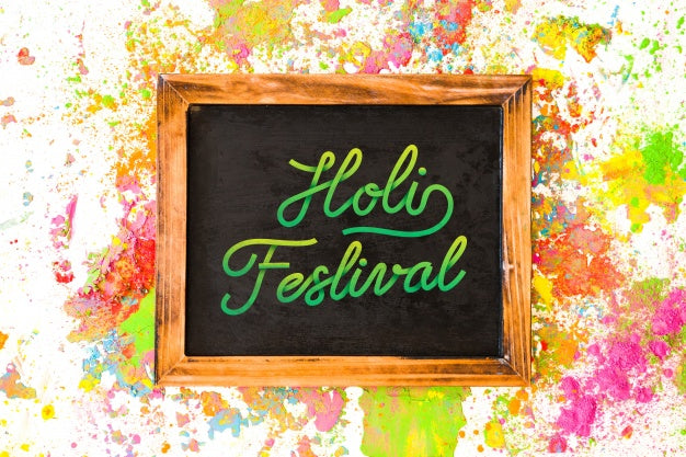 Free Holi Festival Mockup With Slate Psd