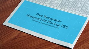 Free Horizontal Newspaper Ad Mockup Psd