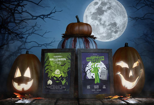 Free Horror Movie Posters With Scary Pumpkins Psd