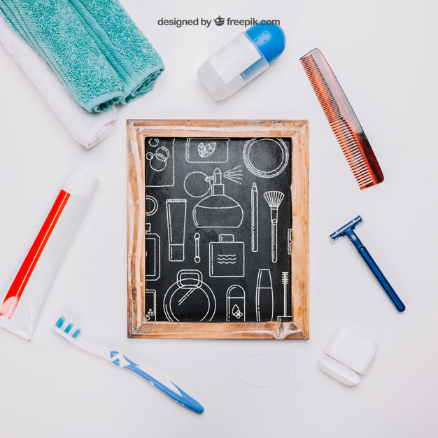 Free Hygiene Mockup With Slate Psd