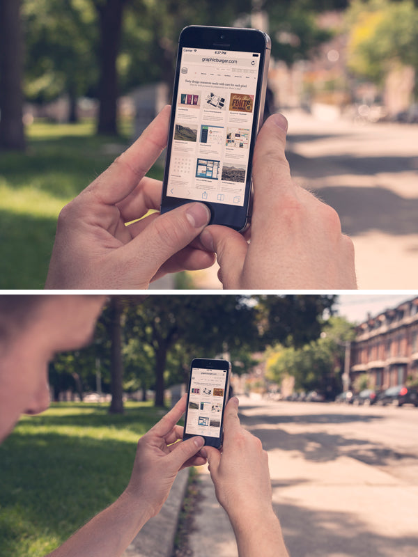 Free iPhone 5S Street MockUp in Hand