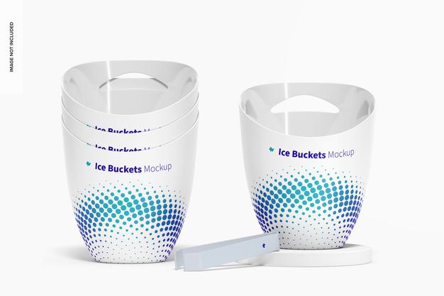 Free Ice Buckets Mockup Stacked Set Psd