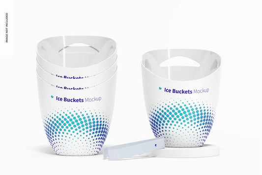 Free Ice Buckets Mockup Stacked Set Psd