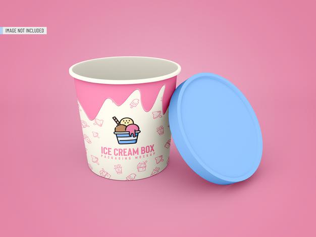 Free Ice Cream Jar Packaging Mockup Psd