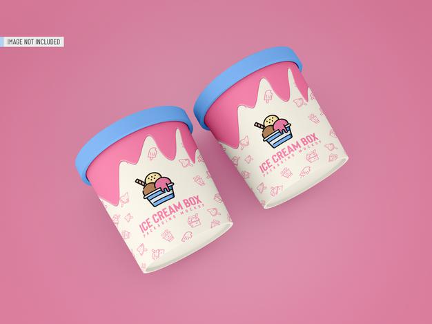 Free Ice Cream Jar Packaging Mockup Psd