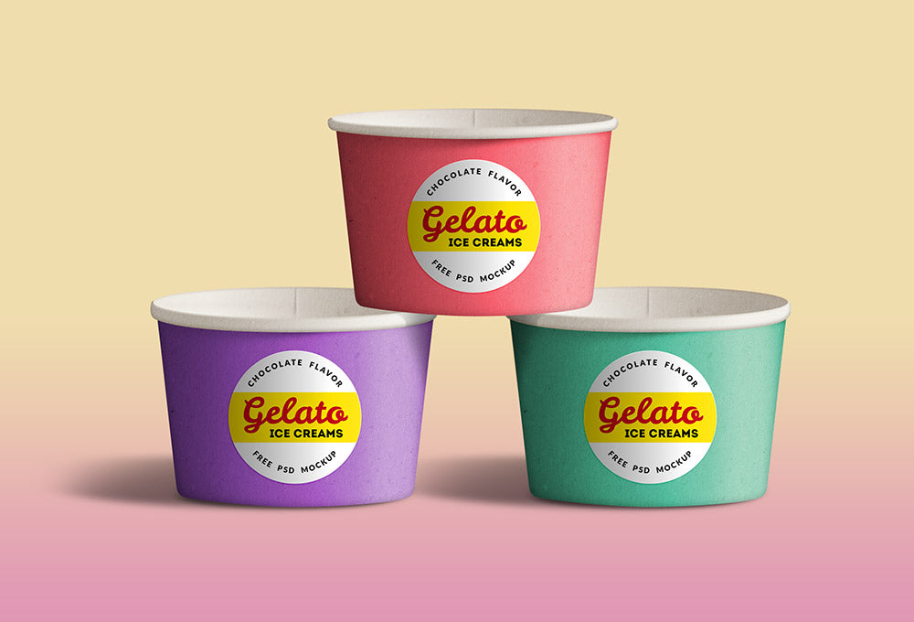 Free Realistic Ice Cream Cups PSD