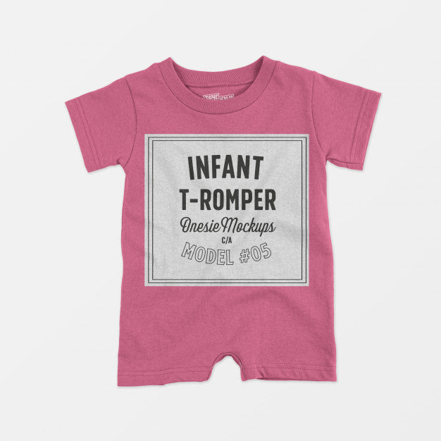 Free Infant T-Romper Onesie Mockup 05 Psd