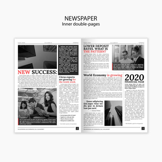 Free Inner Double-Pages Newspaper And Interesting Stories Psd