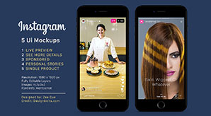 Free Instagram Sponsored, Live & Status Stories Ui Mockup Psd