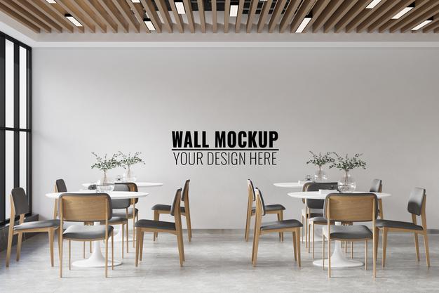 Free Interior Coffee Shop Wall Mockup Psd