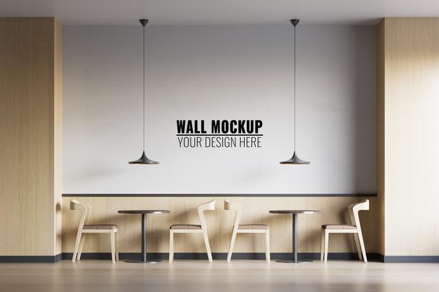 Free Interior Coffee Shop Wall Mockup Psd