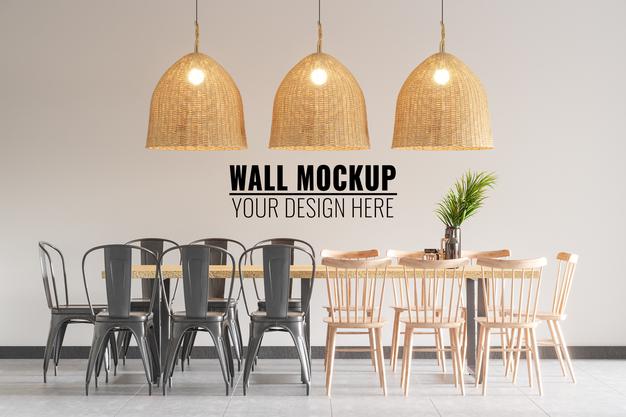 Free Interior Coffee Shop Wall Mockup Psd