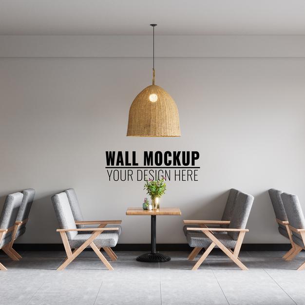 Free Interior Coffee Shop Wall Mockup Psd