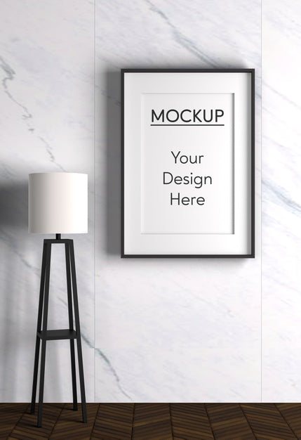 Free Interior Design With Lamp And Frame Psd