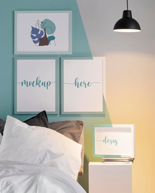 Free Interior Design With Mock-Up Frames Arrangement Psd