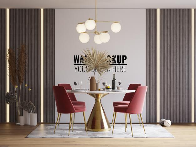 Free Interior Dining Room Wall Mockup Psd