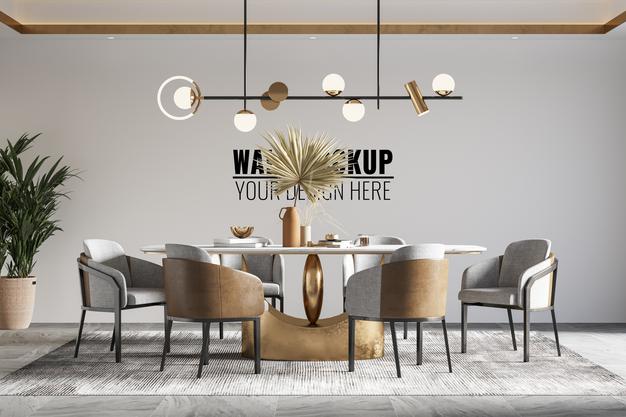 Free Interior Dining Room Wall Mockup Psd