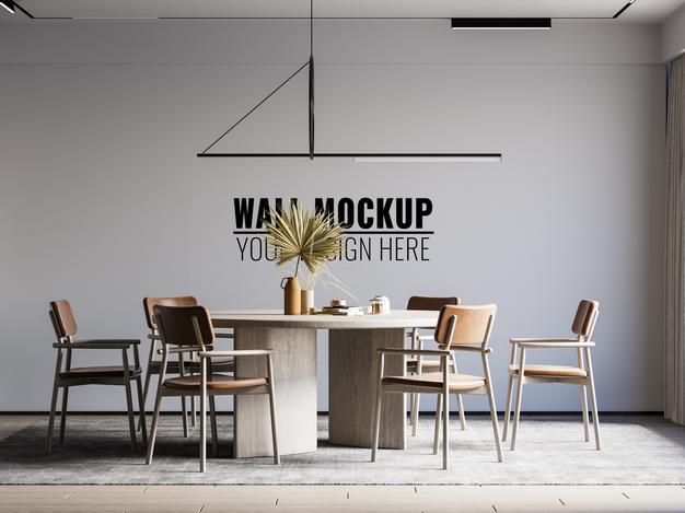 Free Interior Dining Room Wall Mockup Psd