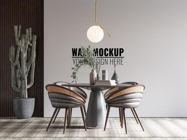 Free Interior Dining Room Wall Mockup Psd