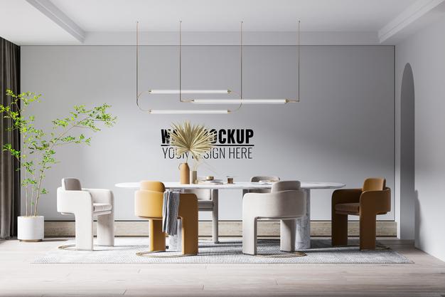 Free Interior Dining Room Wall Mockup Psd