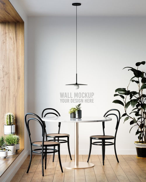 Free Interior Dining Room Wallpaper Mockup Psd